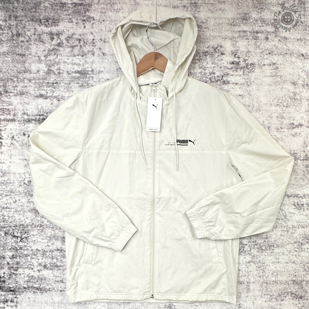 NWT Puma Lined Up Woven Jacket Men's Medium Sedate Gray Hooded 686100 MSRP $60